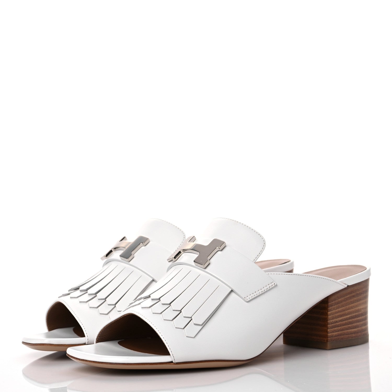 Hermes Calfskin Alma Mules 37.5 White 3 of 9