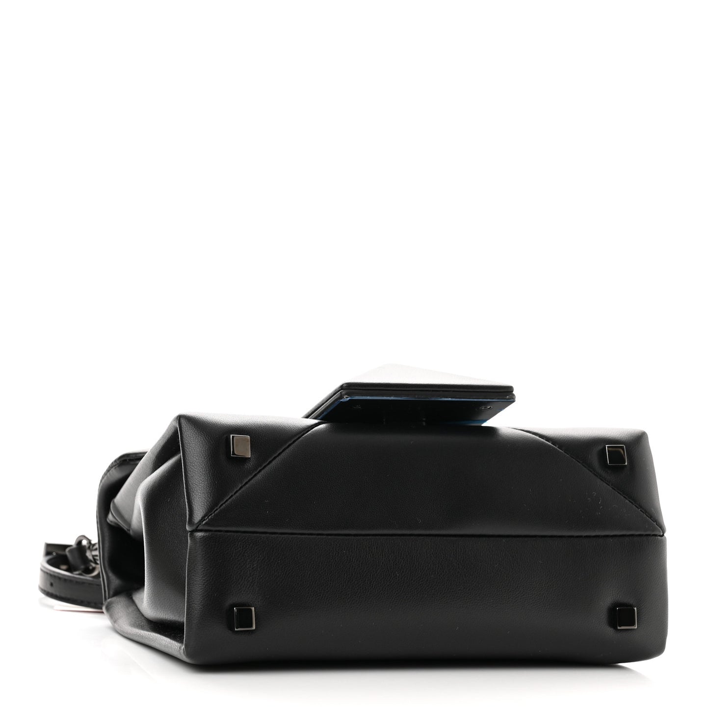 Nappa Tonal Monochrome Mini One Stud Top Handle Bag Black