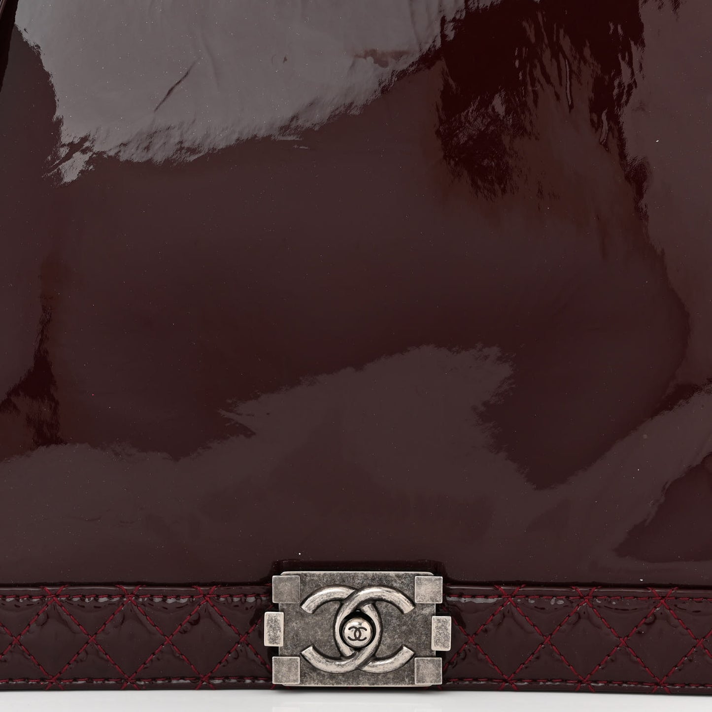 Patent Large Boy Reverso Flap Burgundy