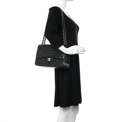 Chanel Lambskin Quilted Jumbo Double Flap Black 2 of 11