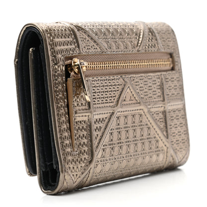 Christian Dior Metallic Patent Micro-Cannage Diorama Elancee Wallet Gold 3 of 7