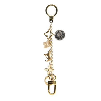 Louis Vuitton Brass Enamel Fleur De Monogram Bag Charm Chain Gold 2 of 5
