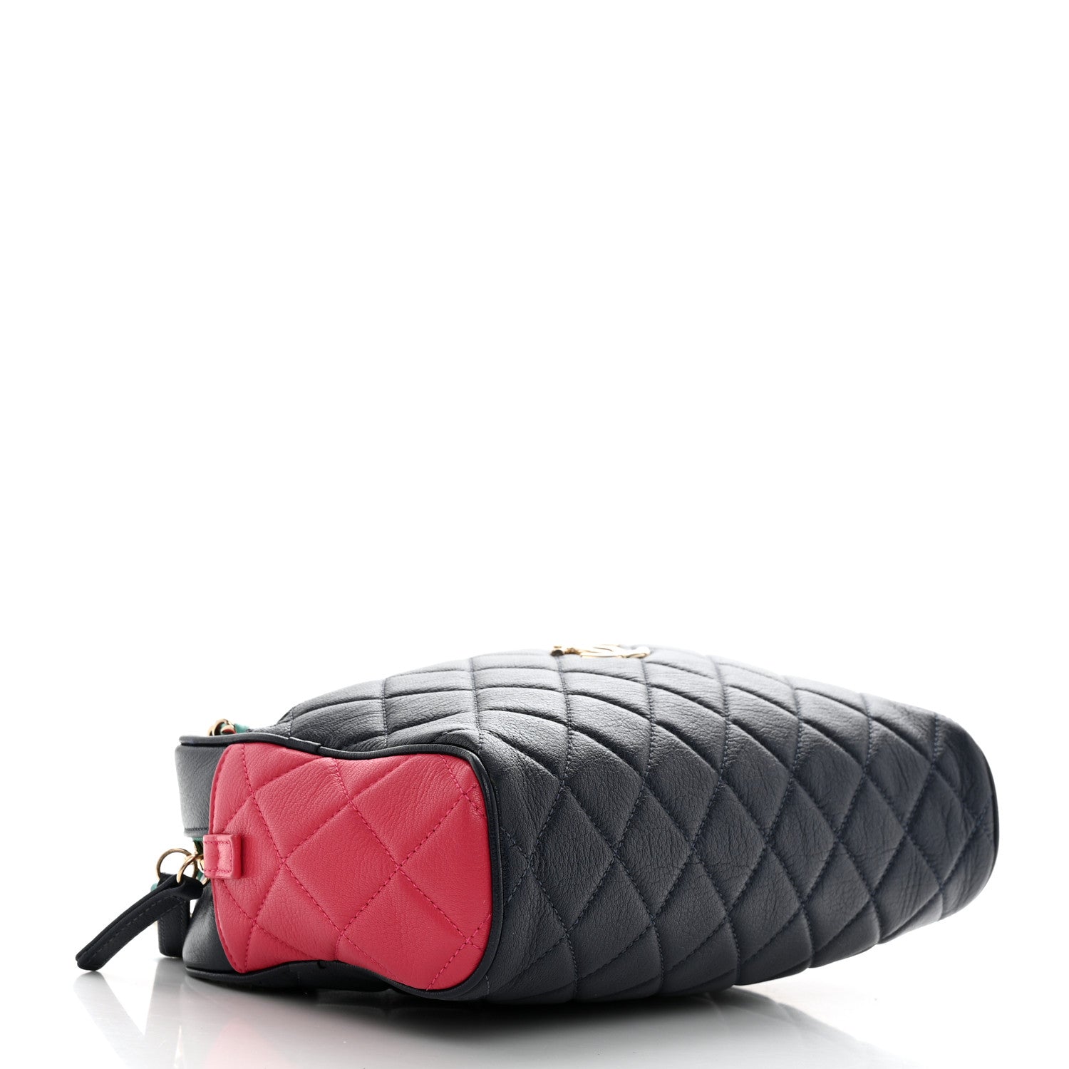 Chanel Goatskin Quilted Tri-Color Medium In & Out Camera Case Navy Turquoise Pink 6 of 14