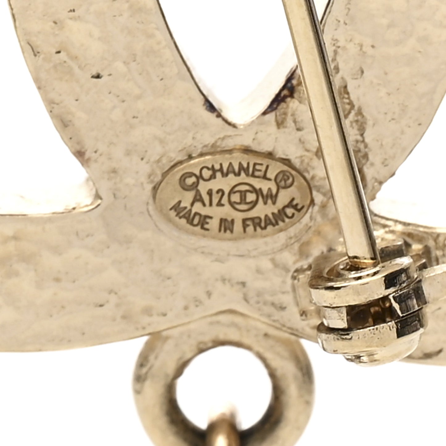 Pearl CC Drop Brooch Gold