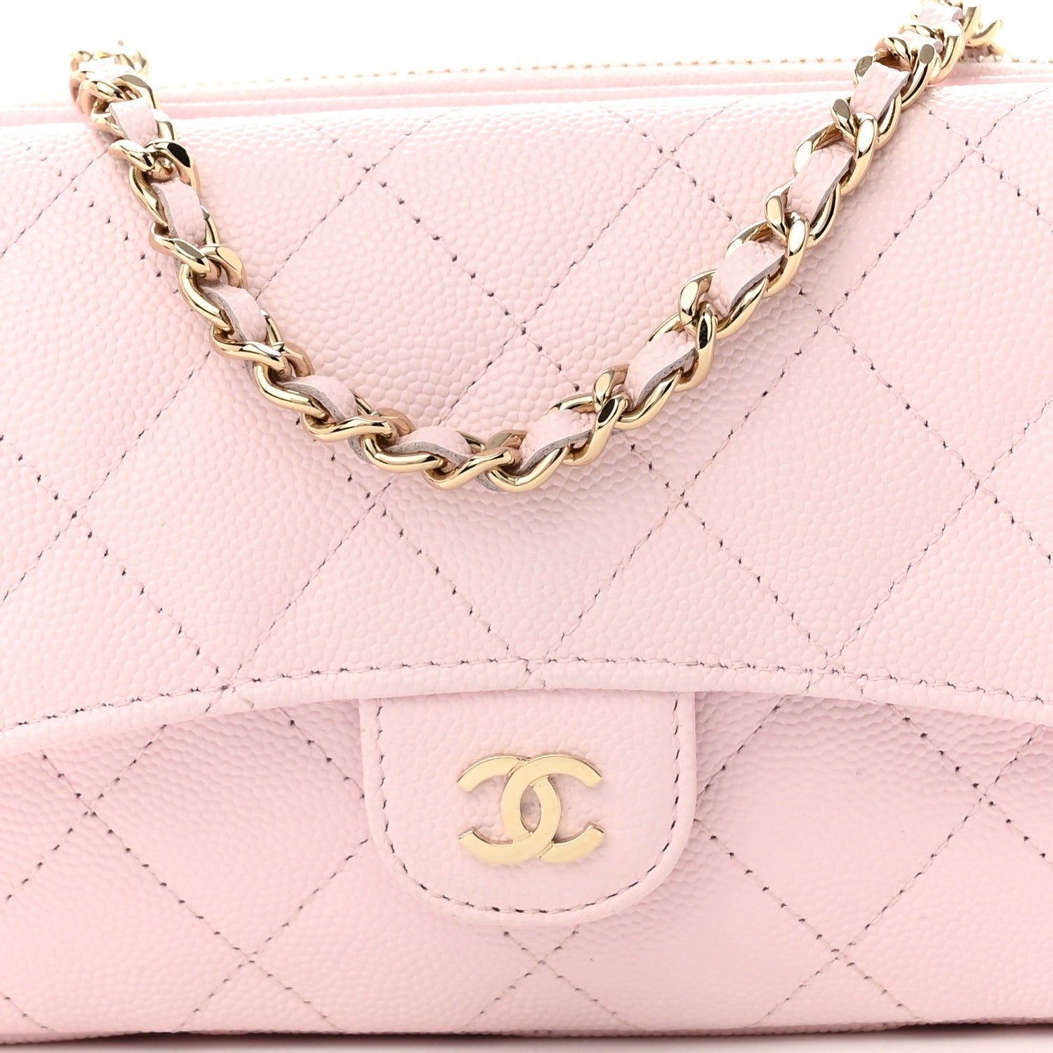 Chanel Caviar Quilted Flap Phone Holder With Chain Light Pink 9 of 11