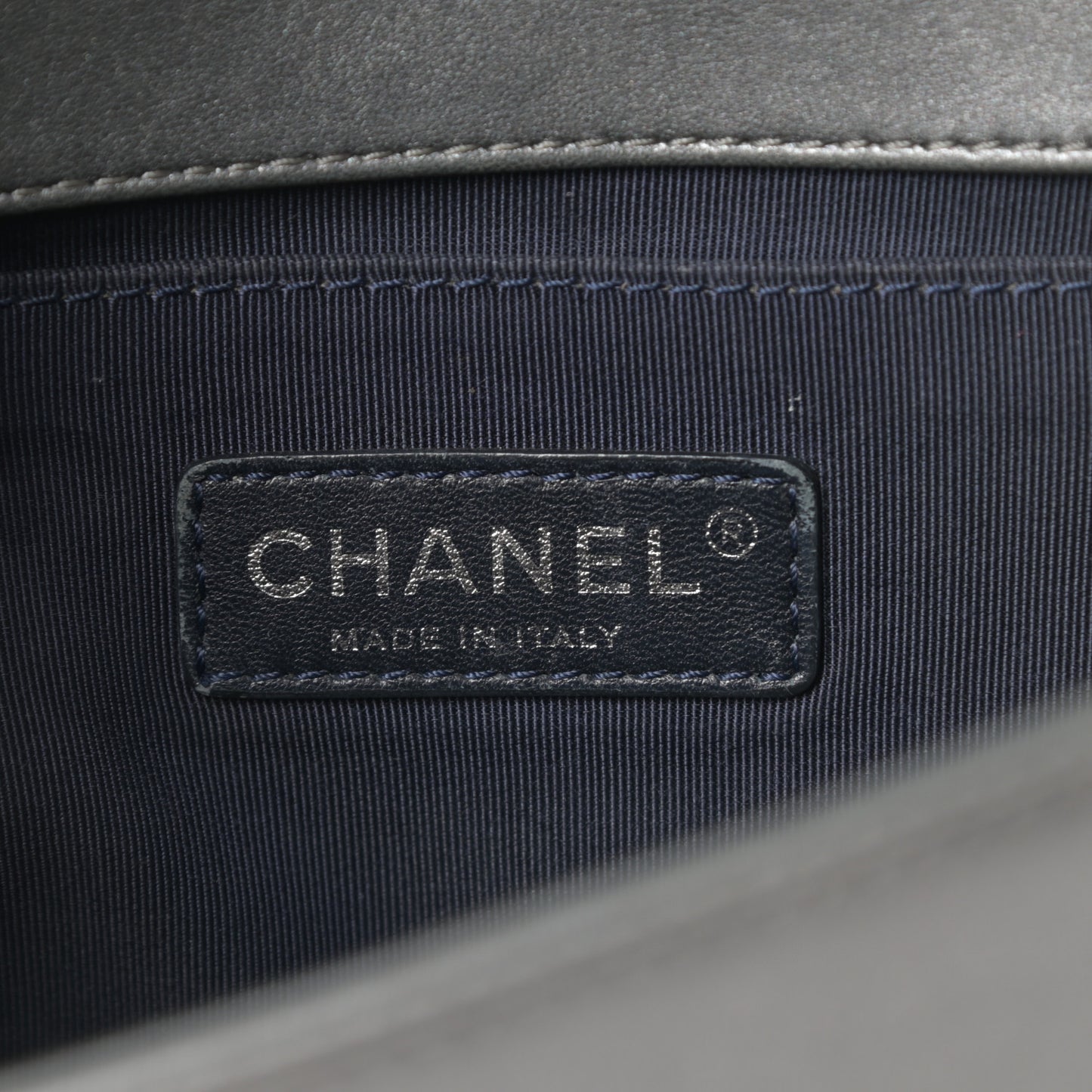 Lambskin Embossed Medium Boy Cube Flap Grey