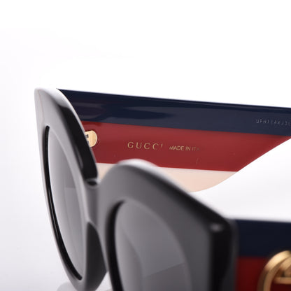 Gucci Acetate Oversized Rectangle Frame Web Sunglasses GG 0275/S Black 6 of 7