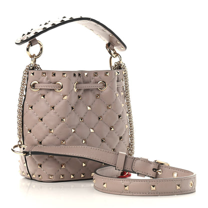 Valentino Garavani Lambskin Mini Rockstud Spike Bucket Bag Poudre 3 of 8