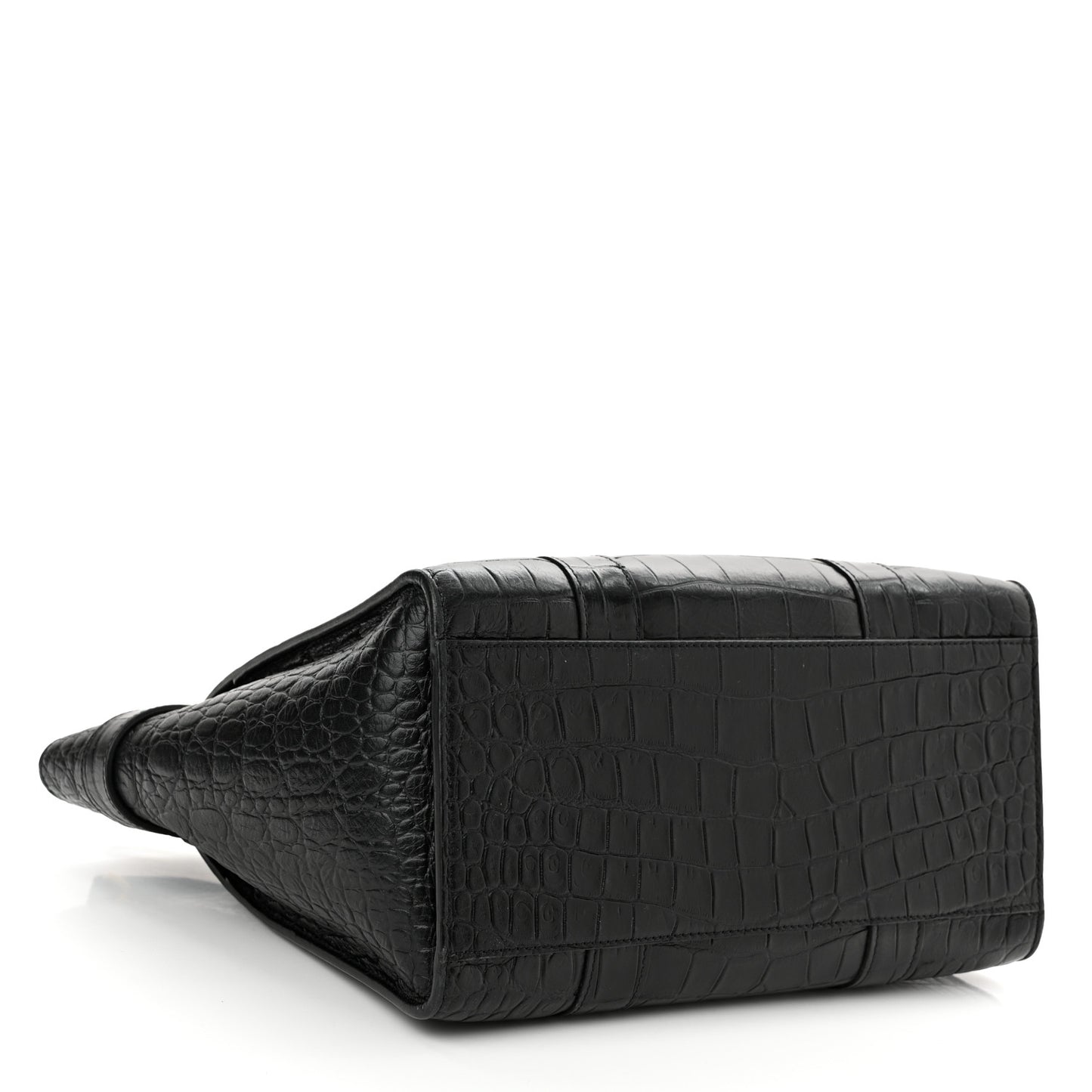 Crocodile Embossed Calfskin Small Zipped Bayswater Black