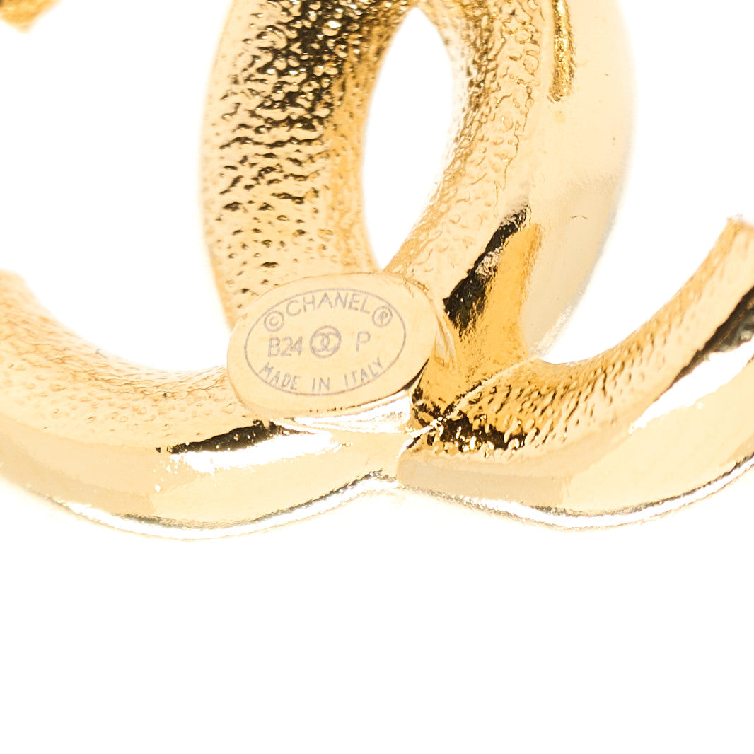 Enamel CC Logo Earrings Gold Black White