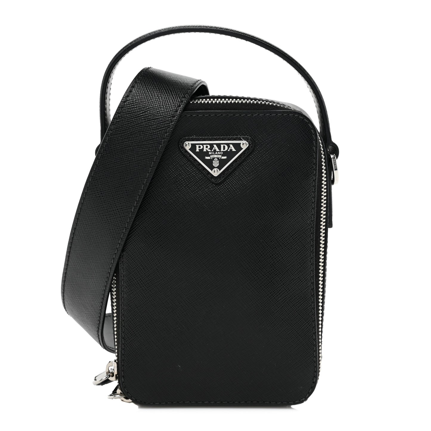 Saffiano Travel Brique Crossbody Messenger Bag Black