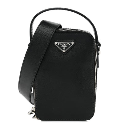 Prada Saffiano Travel Brique Crossbody Messenger Bag Black 1 of 9