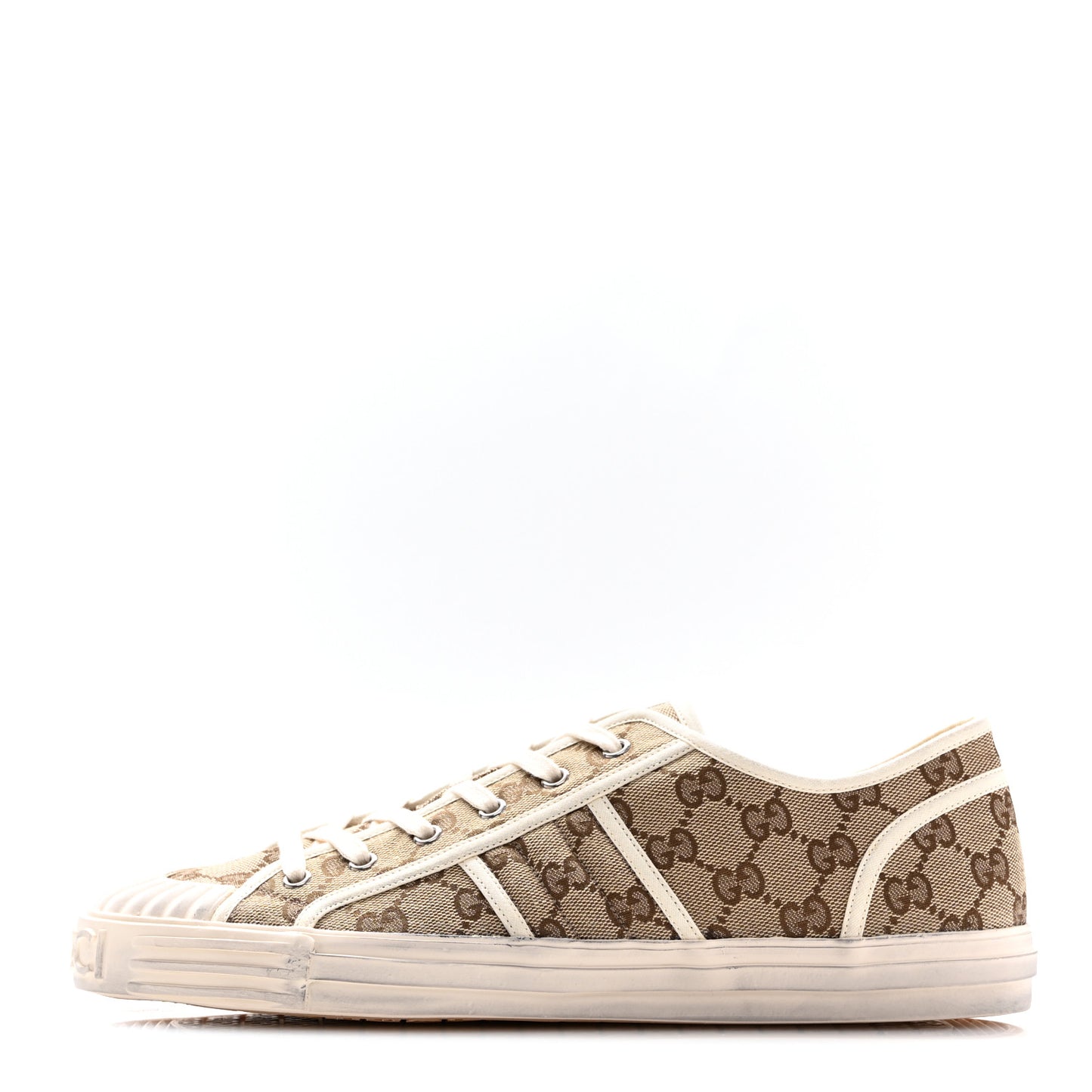 GG Monogram Mens Julio Low Top Sneakers 10 Beige Ebony Mystic White