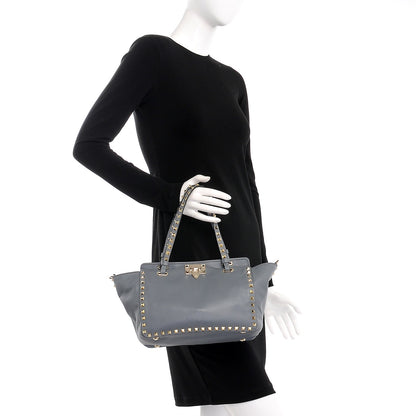 Valentino Garavani Vitello Small Rockstud Tote Grey 3 of 10