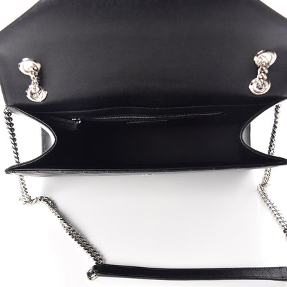 Saint Laurent Grain De Poudre Matelasse Chevron Large Monogram Satchel Black 5 of 9