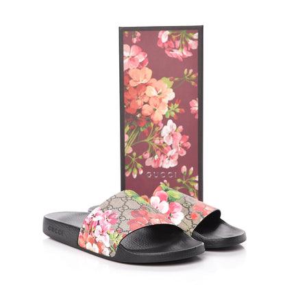 Gucci GG Supreme Monogram Blooms Slide Sandals 41 Beige Multicolor 9 of 9