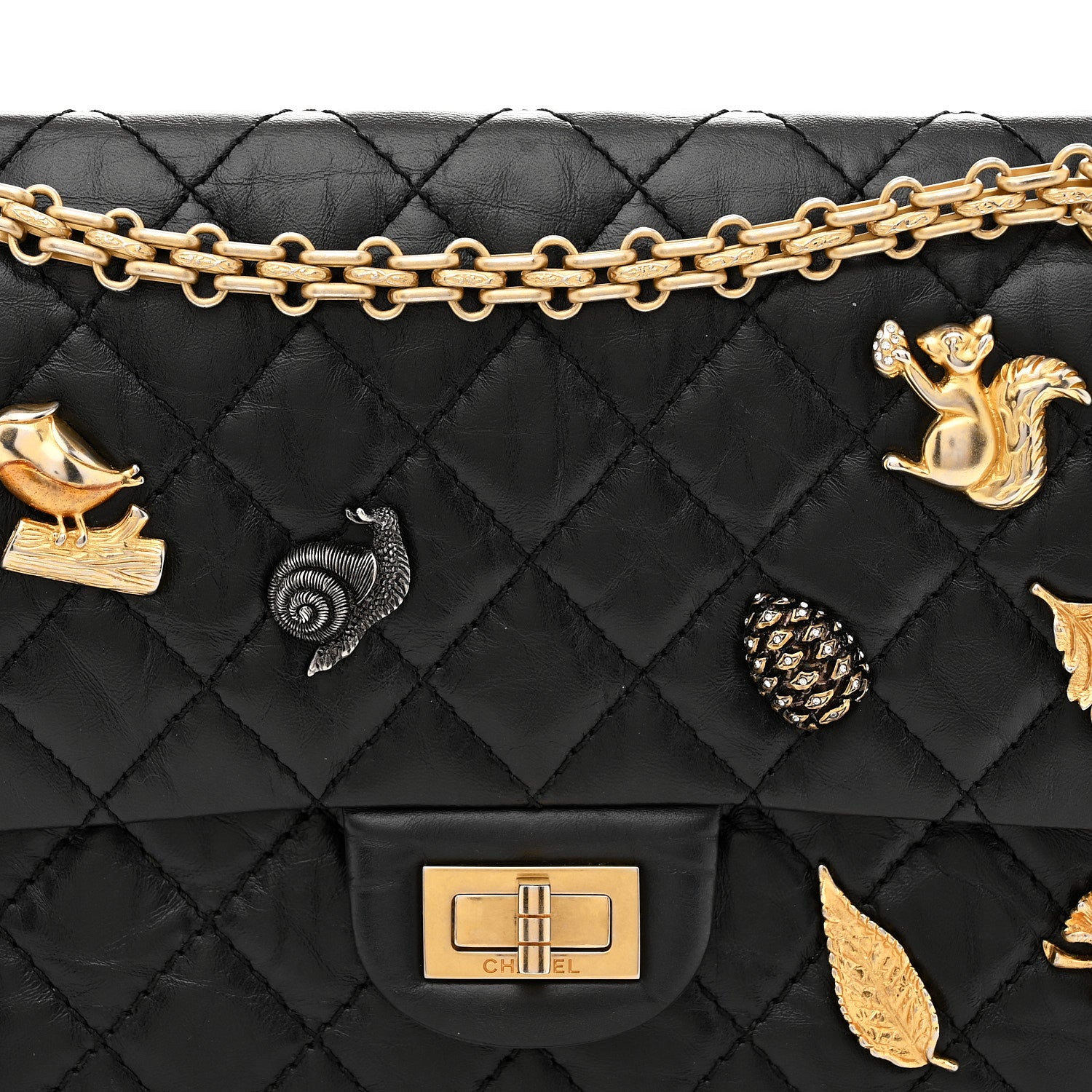 Chanel Aged Calfskin Lucky Charms 2.55 Reissue 225 Flap Black 8 of 11