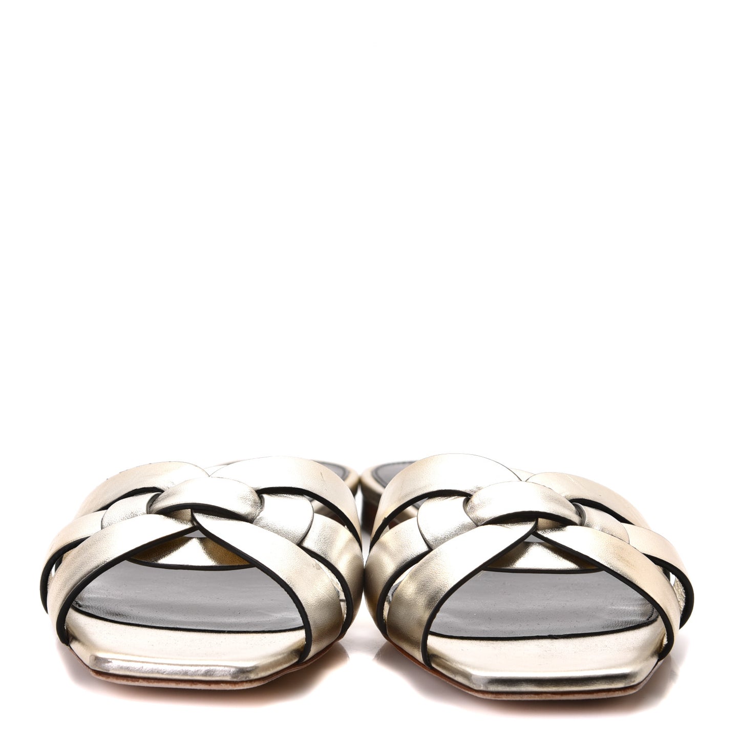 Metallic Calfskin Nu Pied 05 Slide Sandals 35 Platino