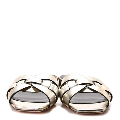 Saint Laurent Metallic Calfskin Nu Pied 05 Slide Sandals 35 Platino 4 of 9
