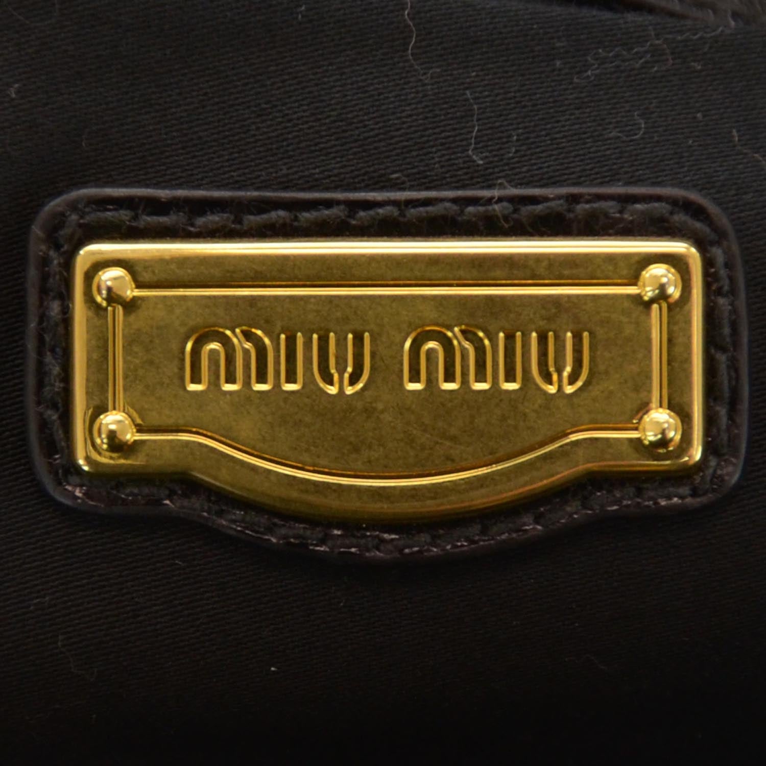 Miu Miu Leather Vitello Lux Bow Bag Black 5 of 7