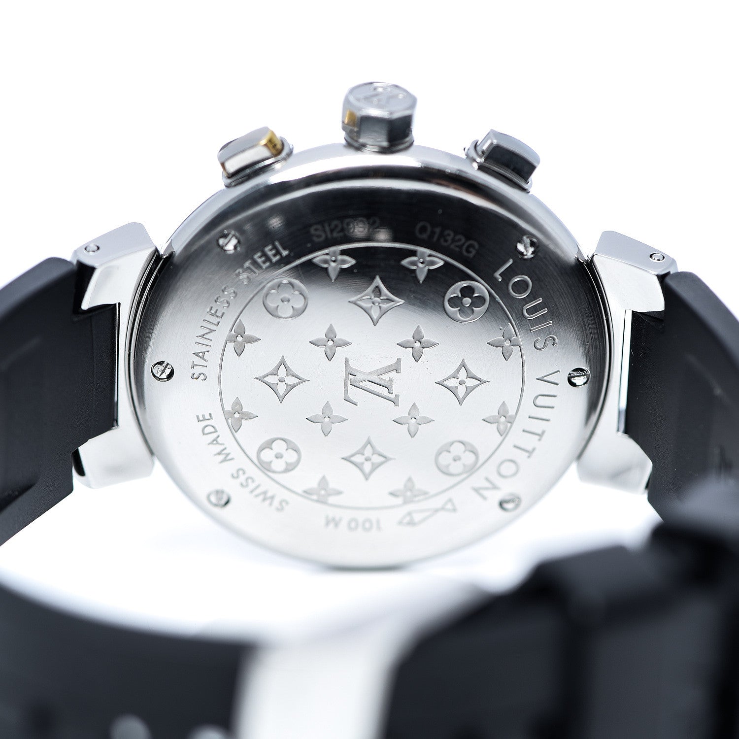 Louis Vuitton Stainless Steel Rubber 34mm Tambour Lovely Cup Quartz Watch Black 4 of 6