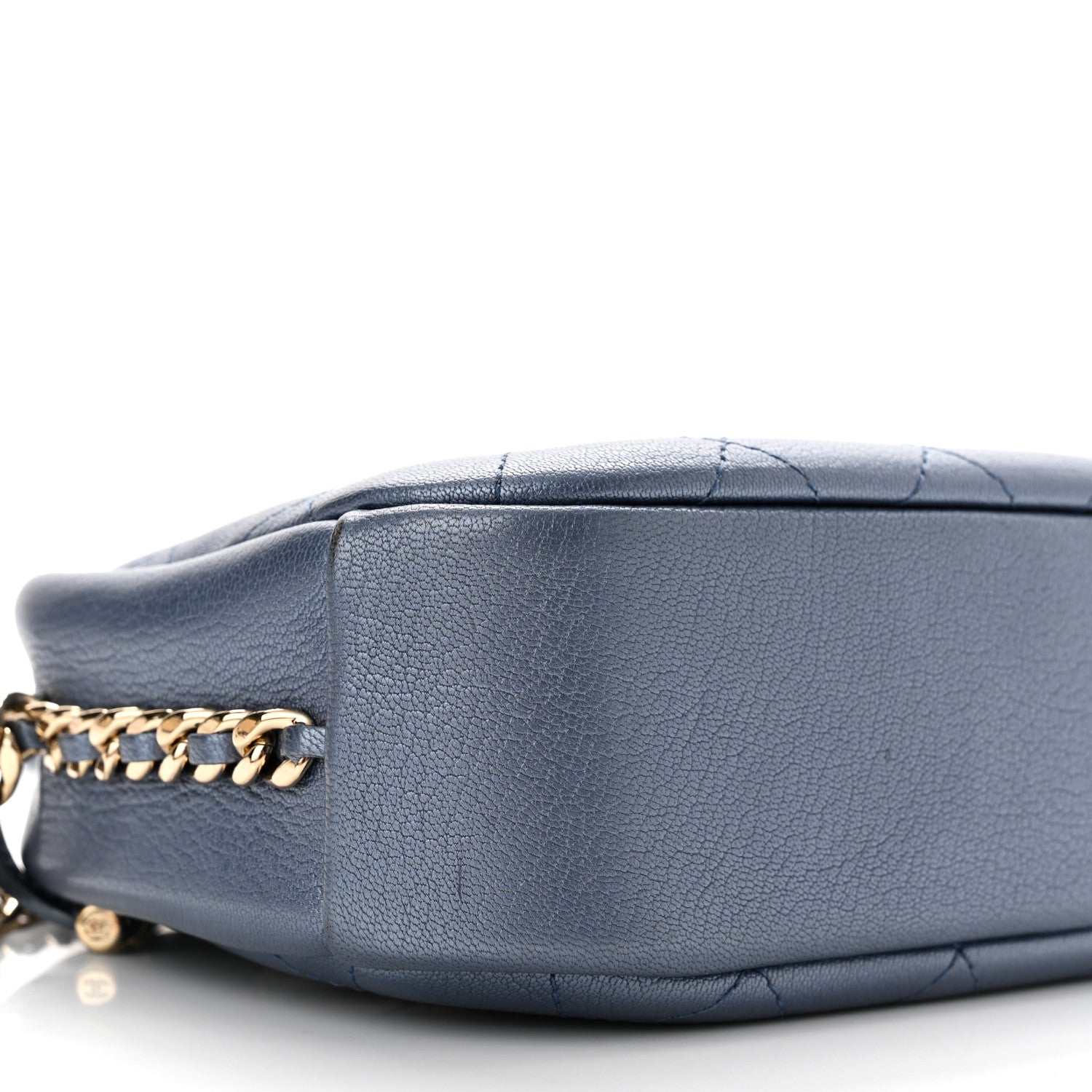 Chanel Metallic Goatskin Quilted Medium Casual Trip Camera Case Blue 9 of 11