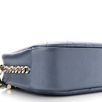 Chanel Metallic Goatskin Quilted Medium Casual Trip Camera Case Blue 9 of 11