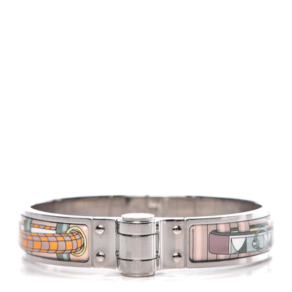 Hermes Enamel Printed Narrow Colliers De Chiens Hinged Bracelet S 1 of 4