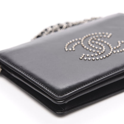 Chanel Lambskin Studded CC Wallet On Chain WOC Black 9 of 12