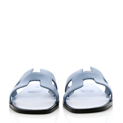 Hermes Box Calfskin Oran Sandals 36.5 Light Bleu 2 of 10