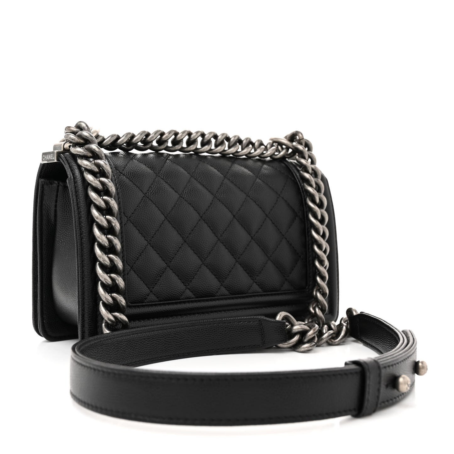 Caviar Quilted Small Boy Flap Black