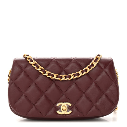 Chanel Calfskin Quilted Coco Mail Clutch With Chain Burgundy 1 of 12