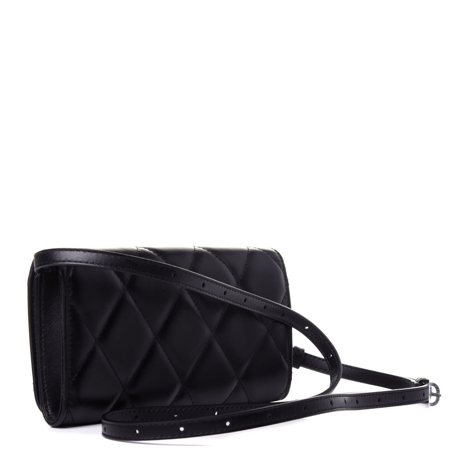 Balenciaga Nappa Calfskin Quilted Touch B Phone Holder With Strap Black 3 of 10