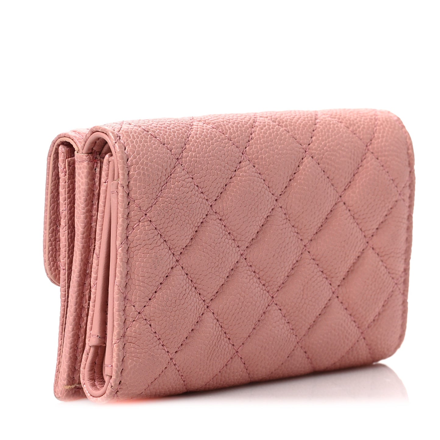 Caviar Quilted Small Boy Flap Wallet Pink
