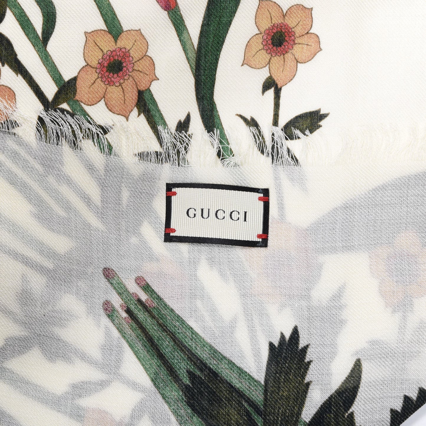 Silk Twill New Flora Square Scarf Ivory
