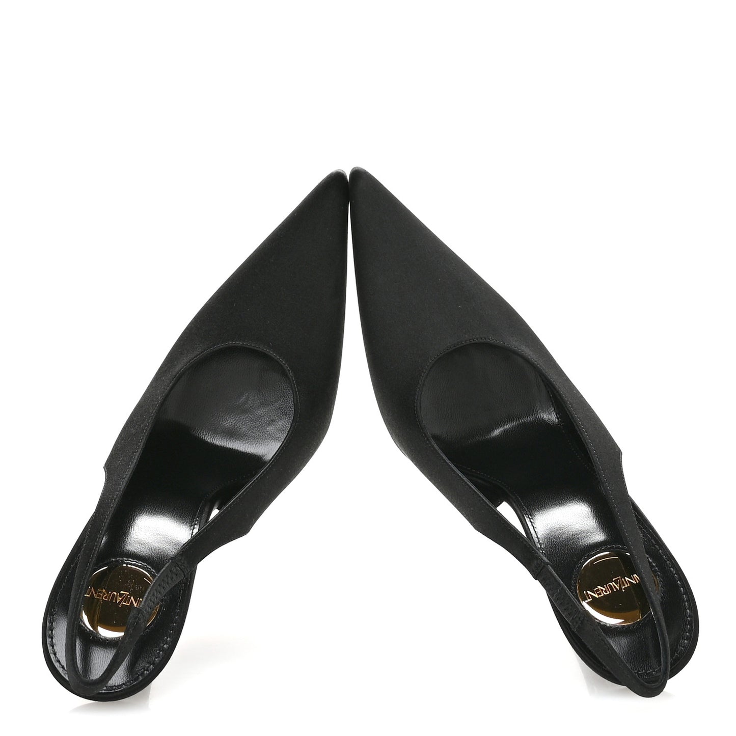 Silk Satin Lentracte 110 Slingback Pumps 36.5 Black