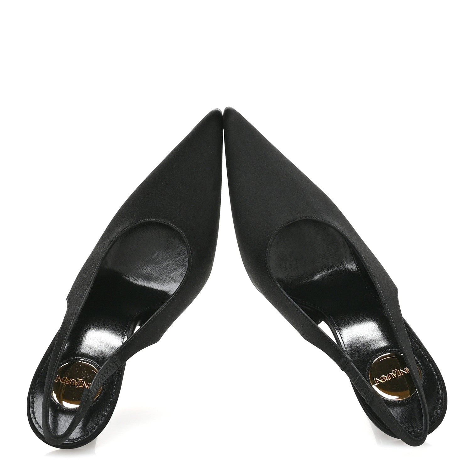 Saint Laurent Silk Satin Lentracte 110 Slingback Pumps 36.5 Black 2 of 9