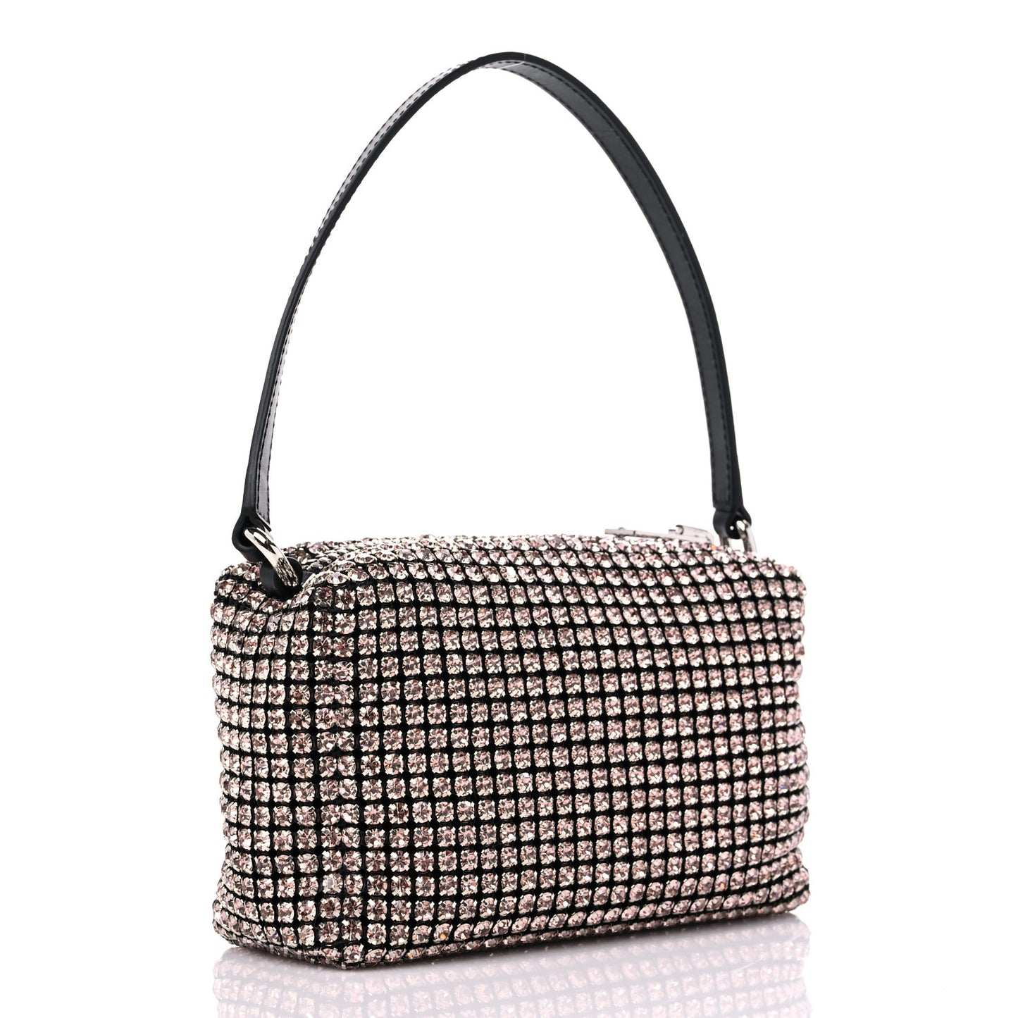 Mesh Crystal Rhinestone Mini Heiress Pouch Pink