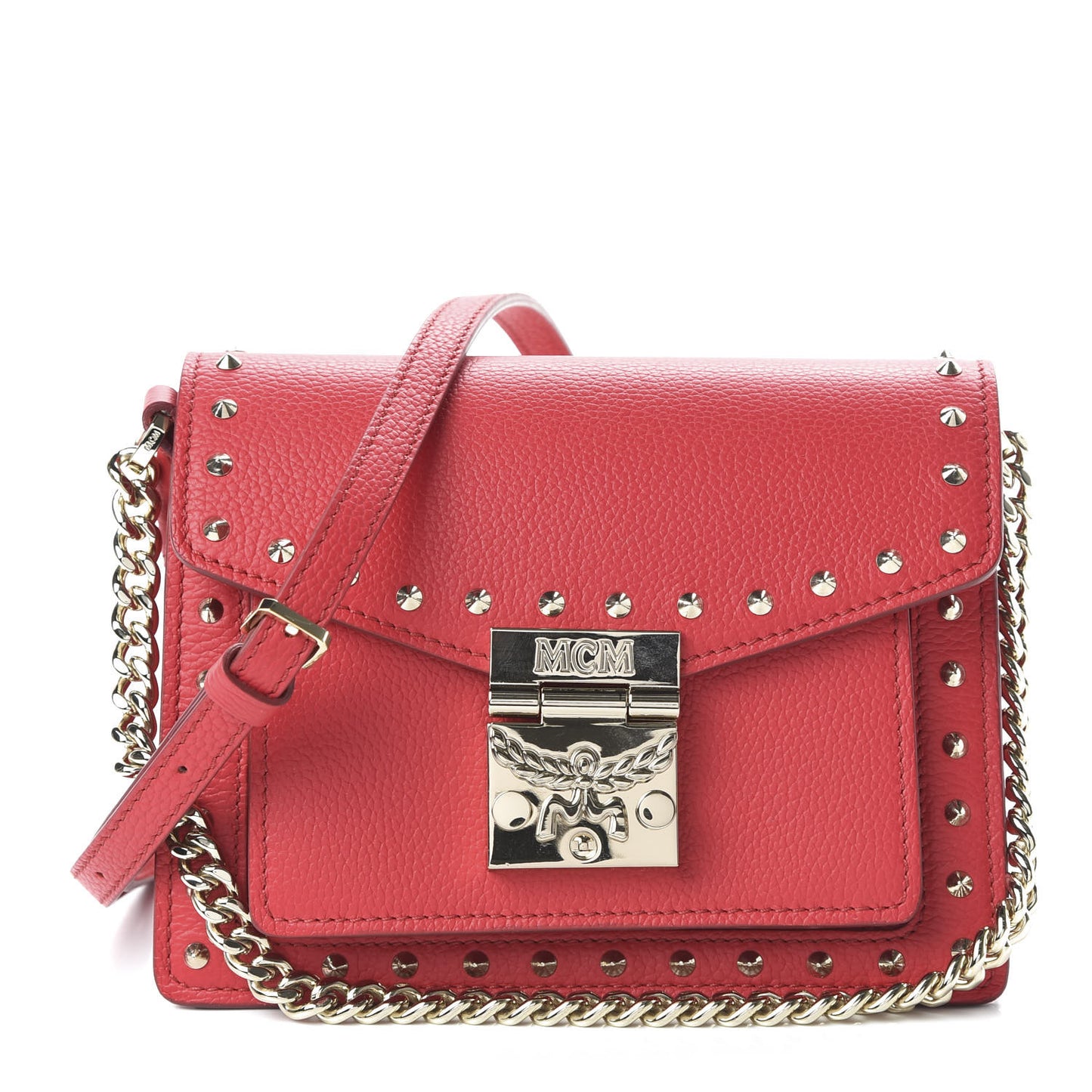 Calfskin Studded Mini Patricia Crossbody Bag Chinese Red