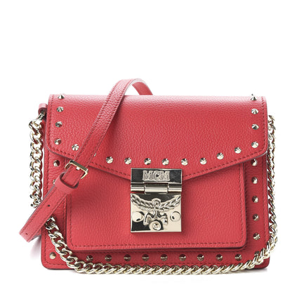 MCM Calfskin Studded Mini Patricia Crossbody Bag Chinese Red 1 of 10