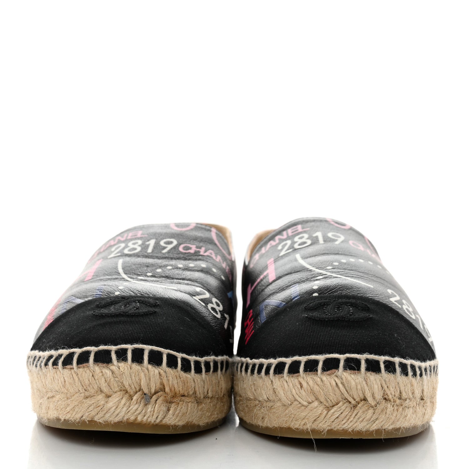 Chanel Lambskin Grosgrain Printed Espadrilles 42 Multicolor Black 2 of 12