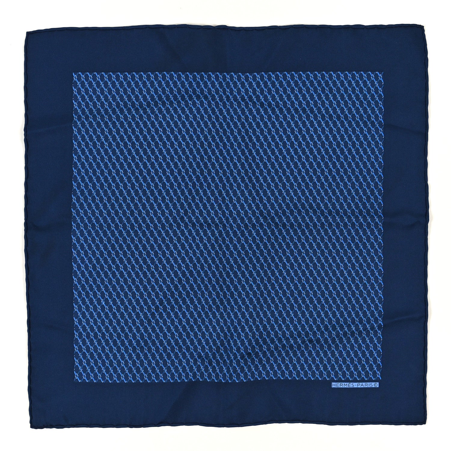 Hermes Silk Pocket Square Scarf Blue Multicolor 1 of 3