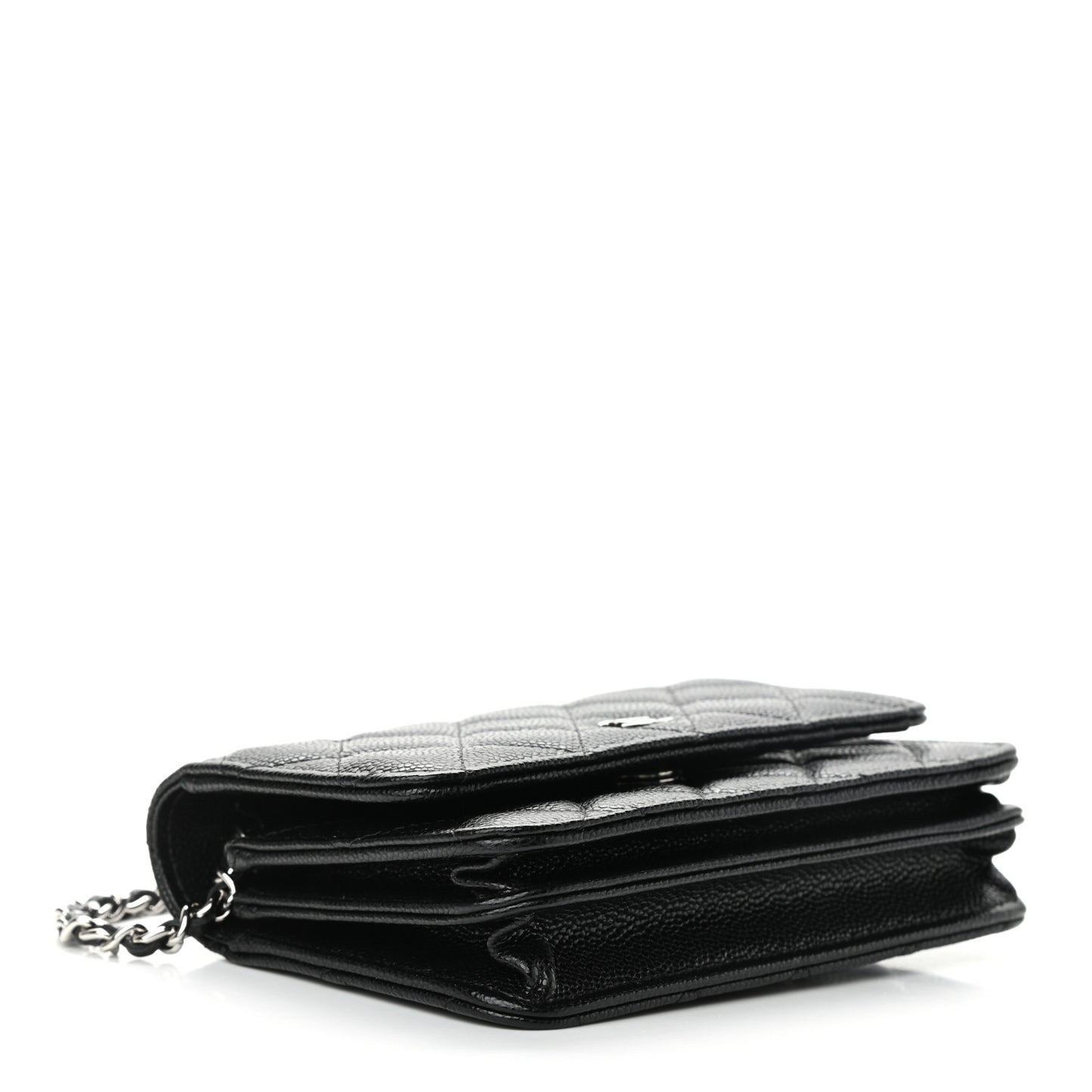 Caviar Quilted Mini Wallet On Chain WOC Black