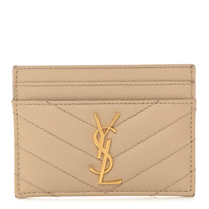 Saint Laurent Grain De Poudre Matelasse Chevron Monogram Credit Card Case Nude Powder 1 of 10