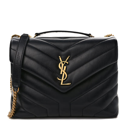 Saint Laurent Calfskin Y Quilted Monogram Small Loulou Chain Satchel Black 1 of 10