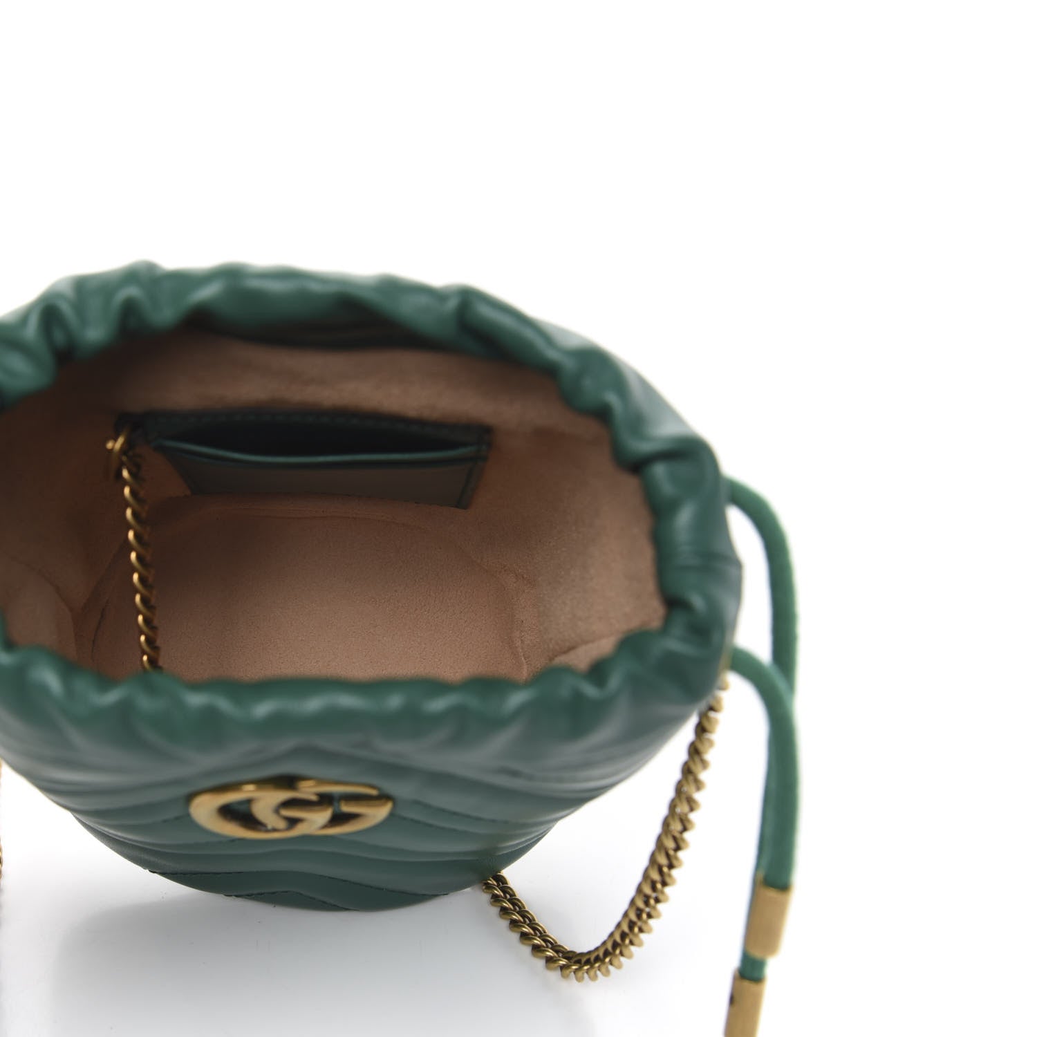 Gucci Calfskin Matelasse Mini GG Marmont 2.0 Bucket Bag Emerald Green 5 of 10