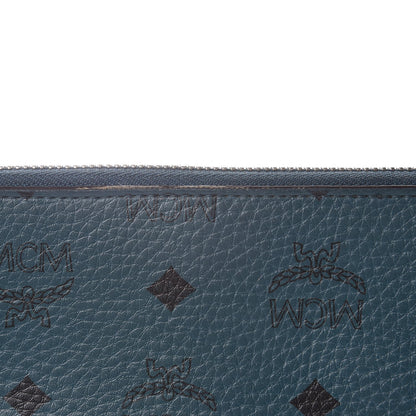 MCM Heritage Visetos Large Zip Around Wallet Blue 8 of 12