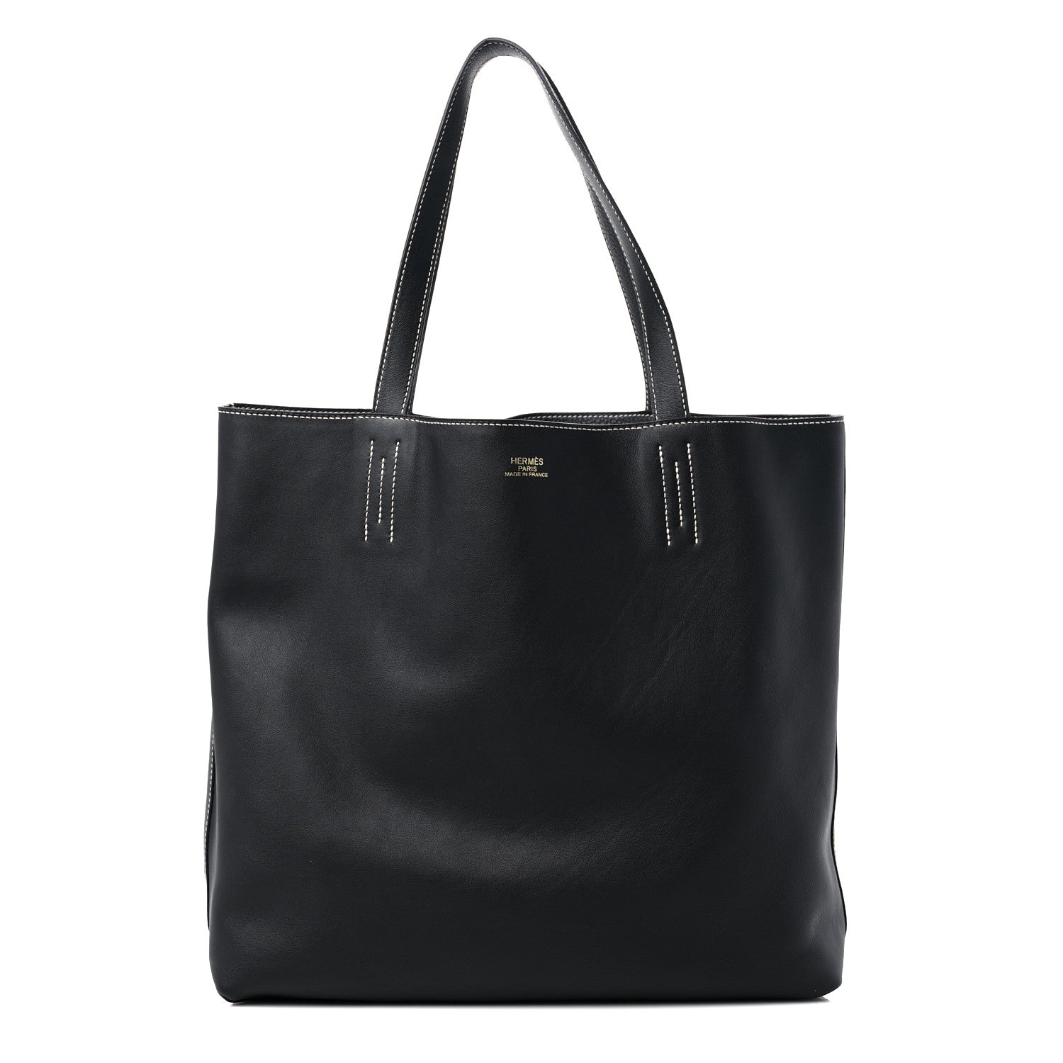 Hermes Veau Sikkim Taurillon Clemence Double Sens 36 Reversible Tote Black Graphite 1 of 14