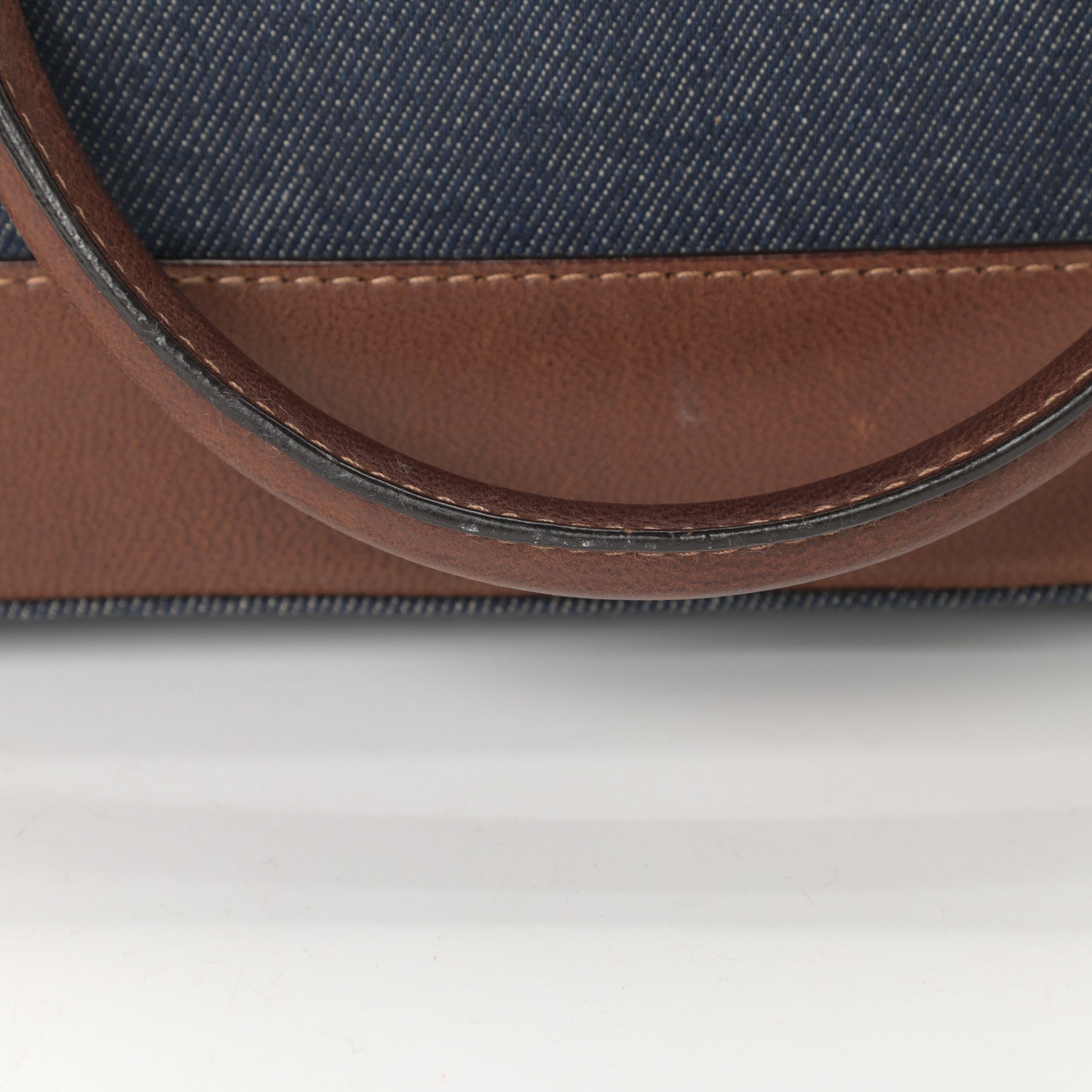 Christian Dior Denim Calfskin Street Chic Top Handle Bag Blue Brown 13 of 17
