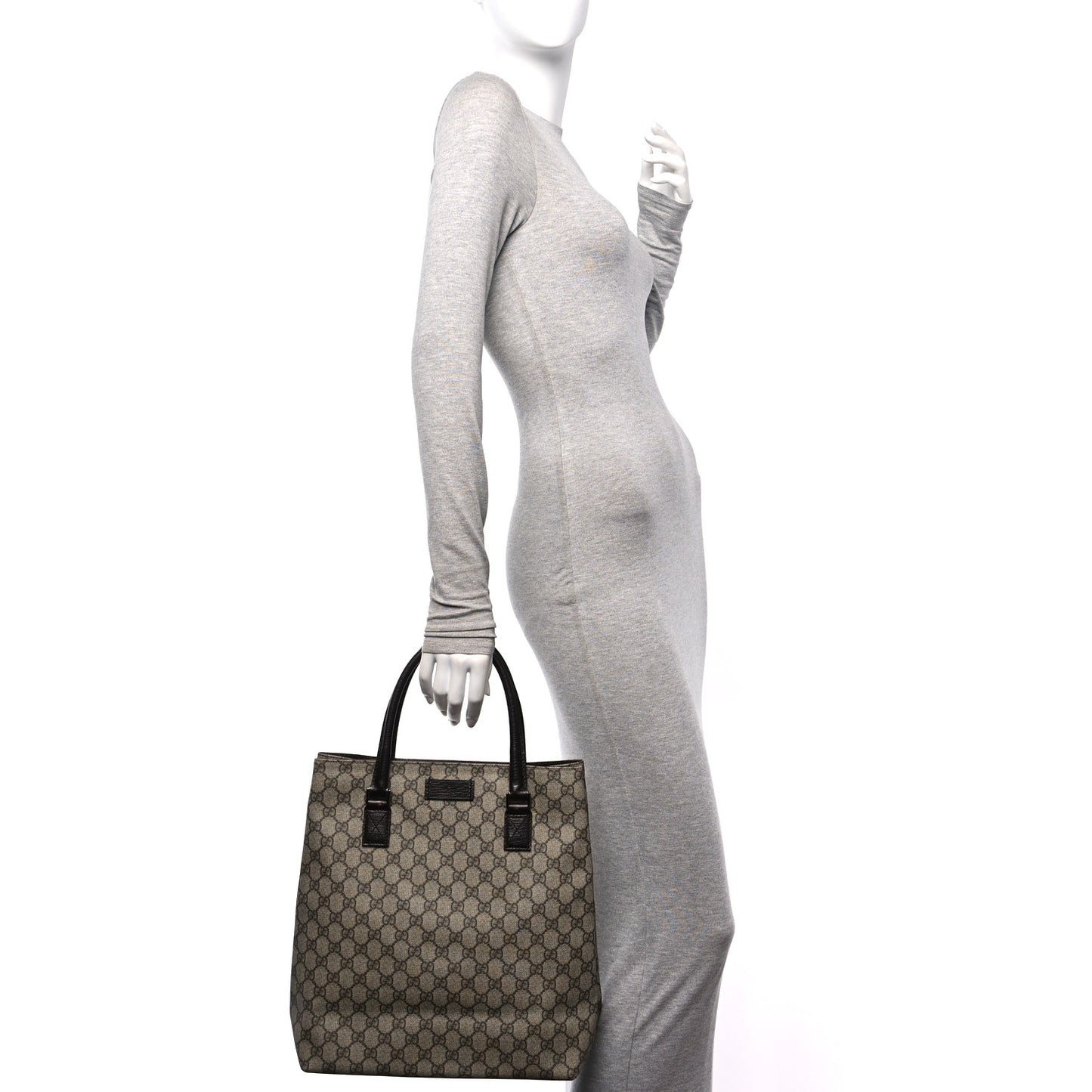 GG Plus Monogram Small Vertical Tote Dark Brown